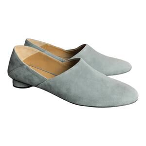 The Row Noelle Suede Loafer Women 40 Grey Chrome Collapsible Heel‎ Classic Retro